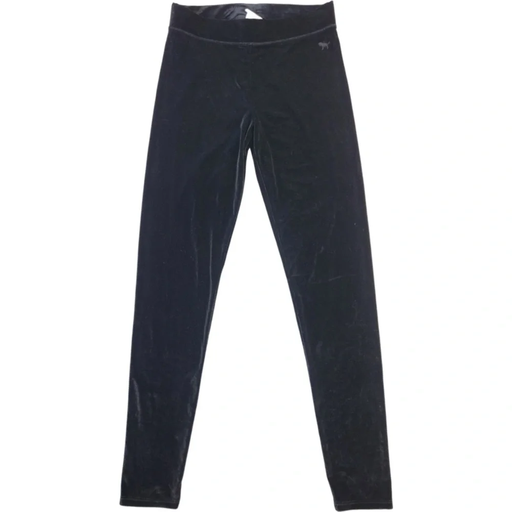 ✅ Pink Victoria’s Secret black velvet leggings size M - Picture 1 of 9